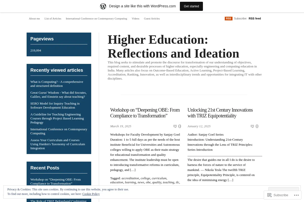 Higher Education: Reflections and Ideation