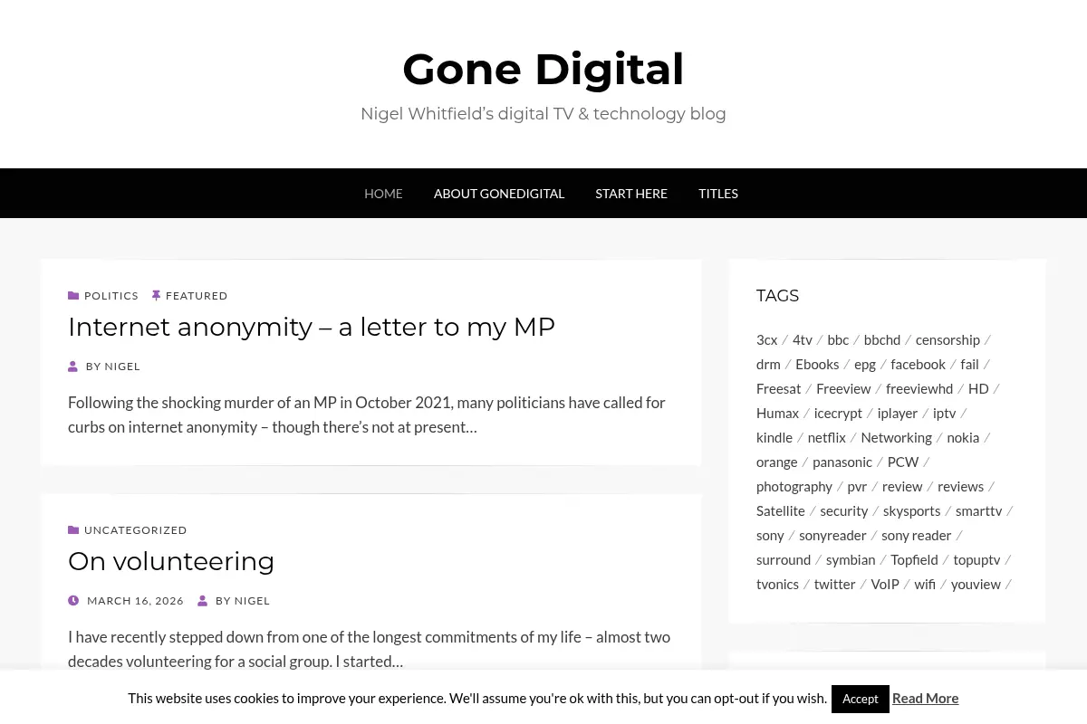 Gone Digital – Nigel Whitfield’s digital TV & technology blog