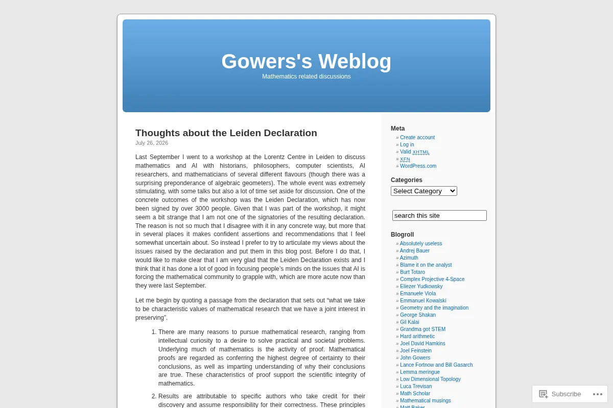 Gowers's Weblog
