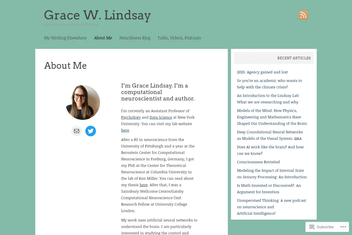 Grace W. Lindsay | Computational Neuroscientist