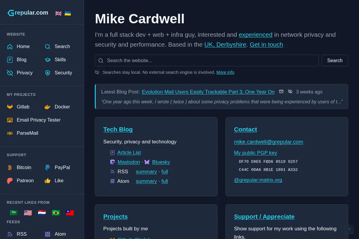 Mike Cardwell's Blog
