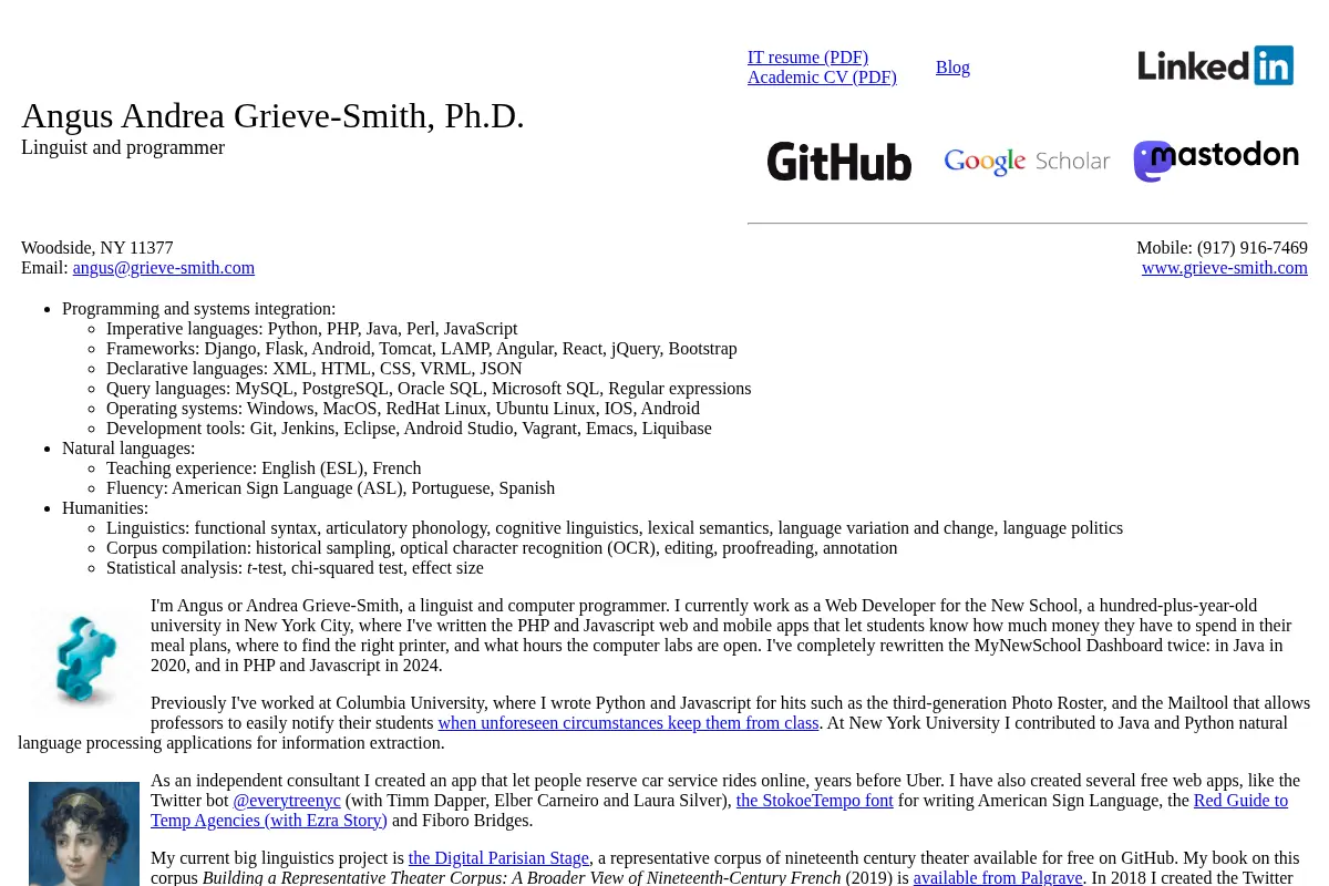 Angus B. Grieve-Smith, Linguist and Programmer