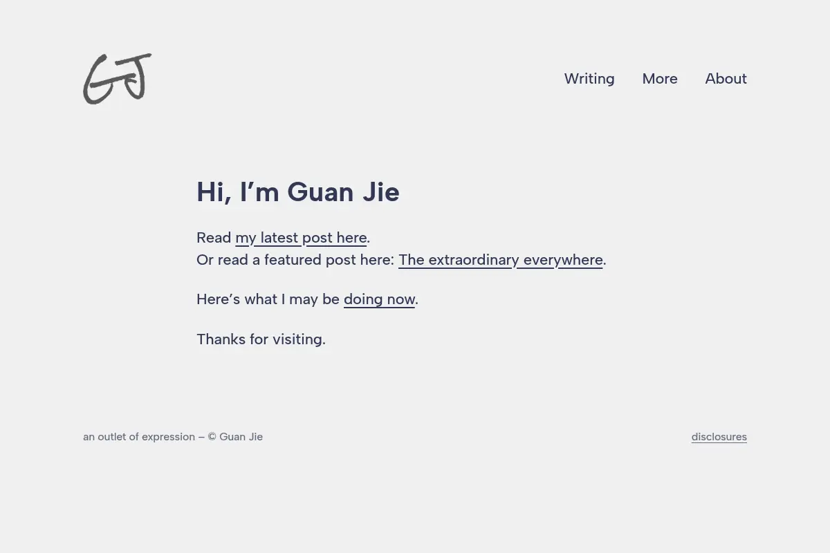 Guan Jie - an outlet of expression