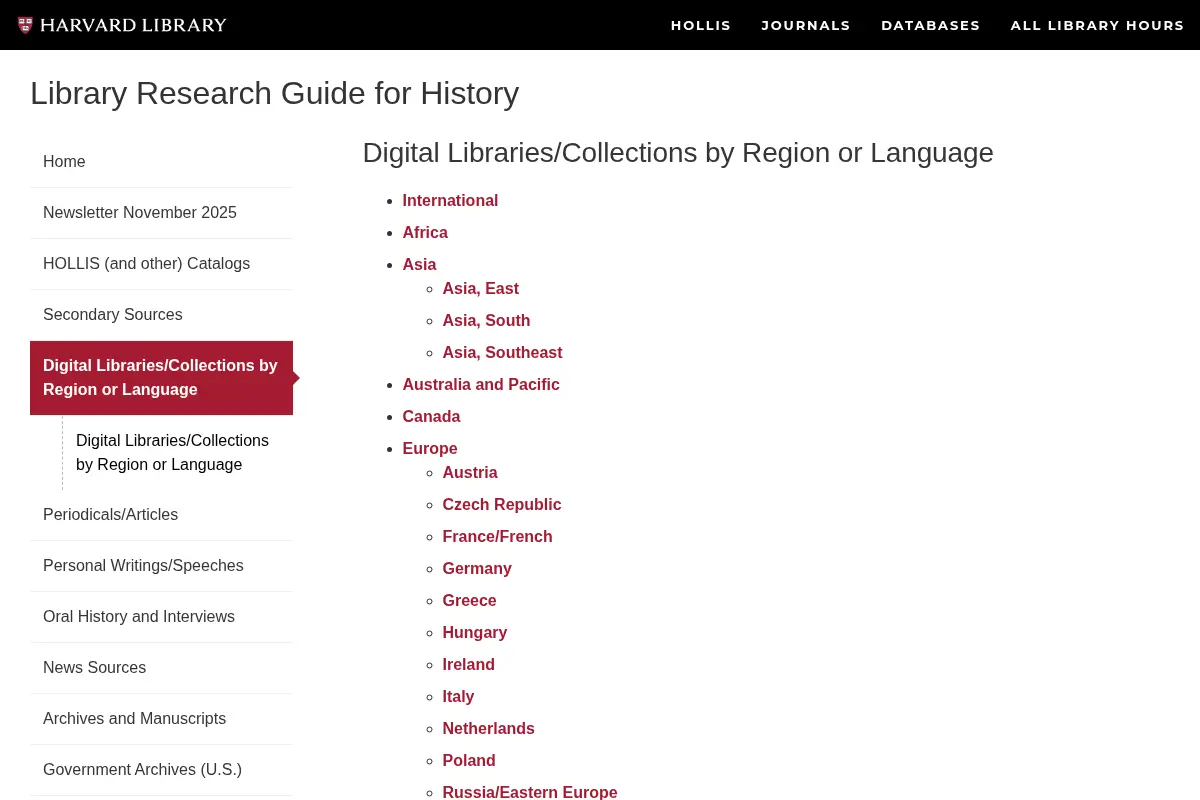 Digital Libraries/Collections by Region or Language