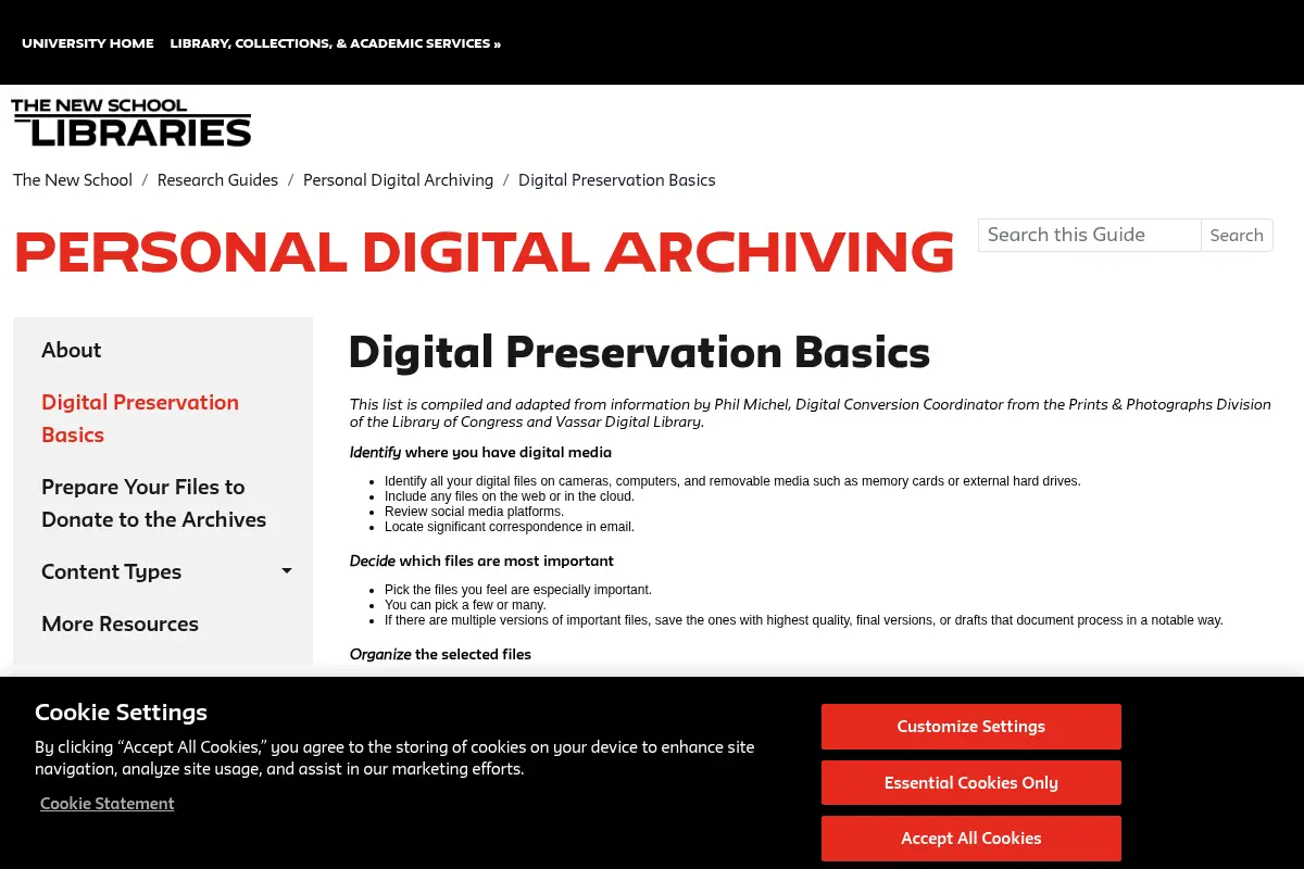 Digital Preservation Basics - Personal Digital Archiving