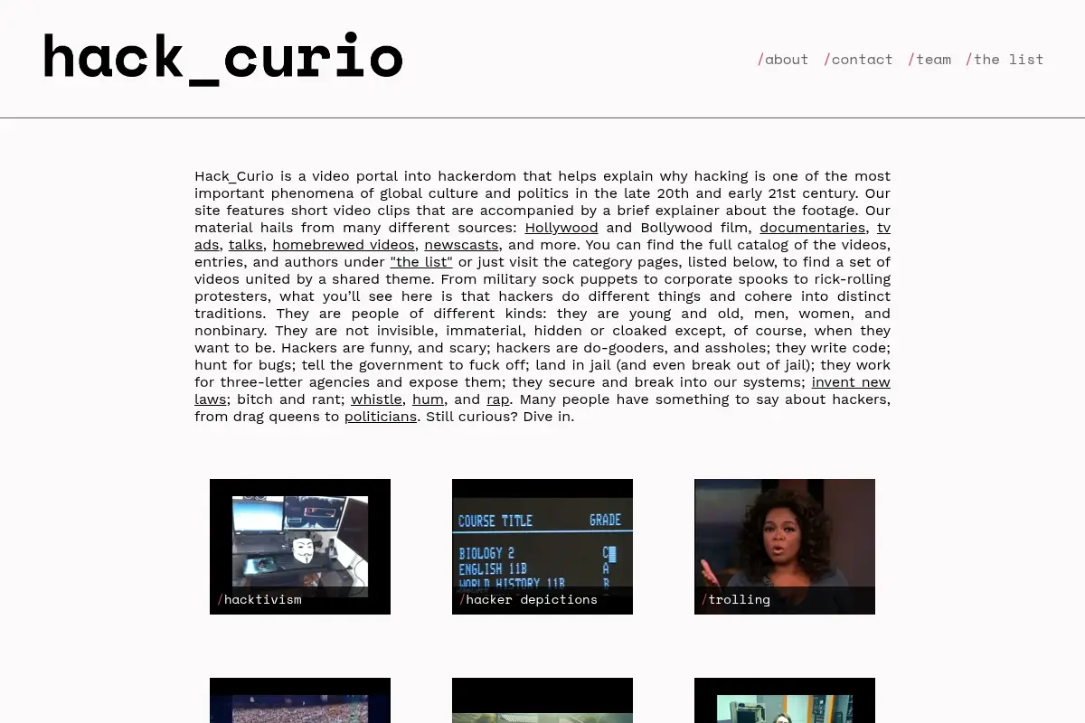 HackCurio: Decoding the Cultures of Hacking