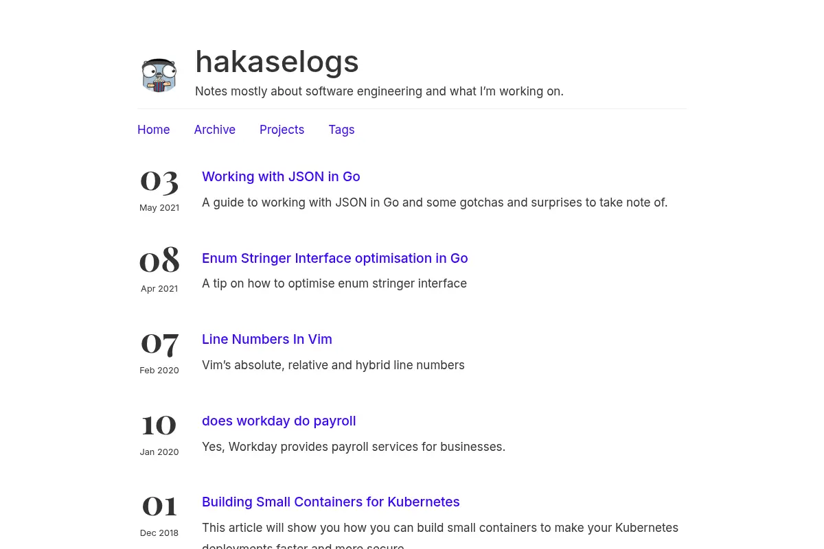 hakaselogs - Notes mostly about software engineering and what I'm working on.