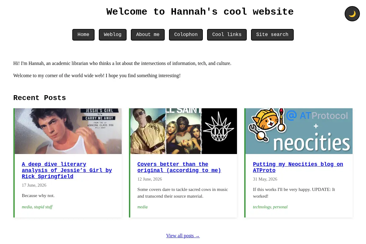 Hannah's cool website