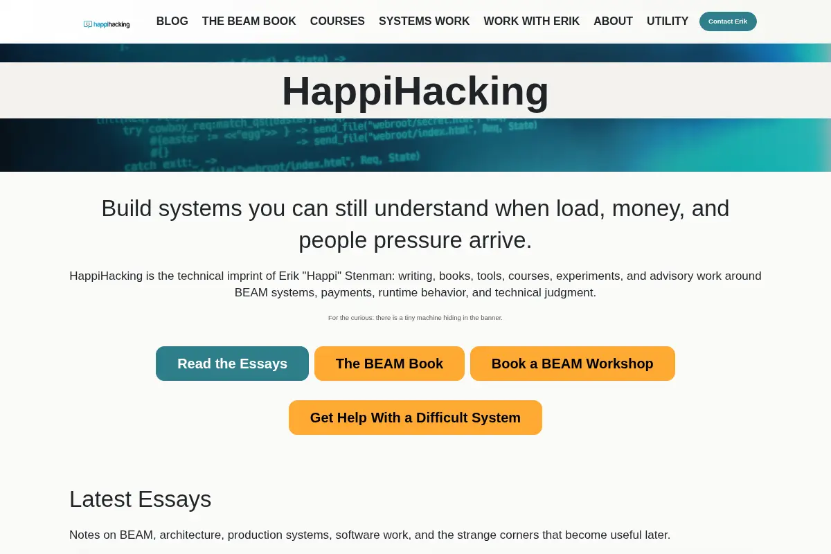 HappiHacking - Erik Stenman's Writing and Systems Work
