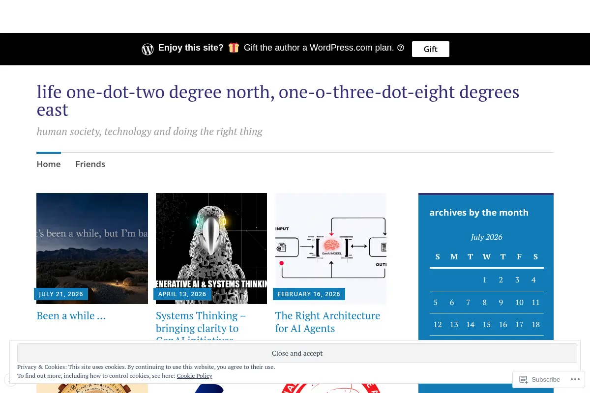 life one-dot-two degree north, one-o-three-dot-eight degrees east – human society, technology and doing the right thing
