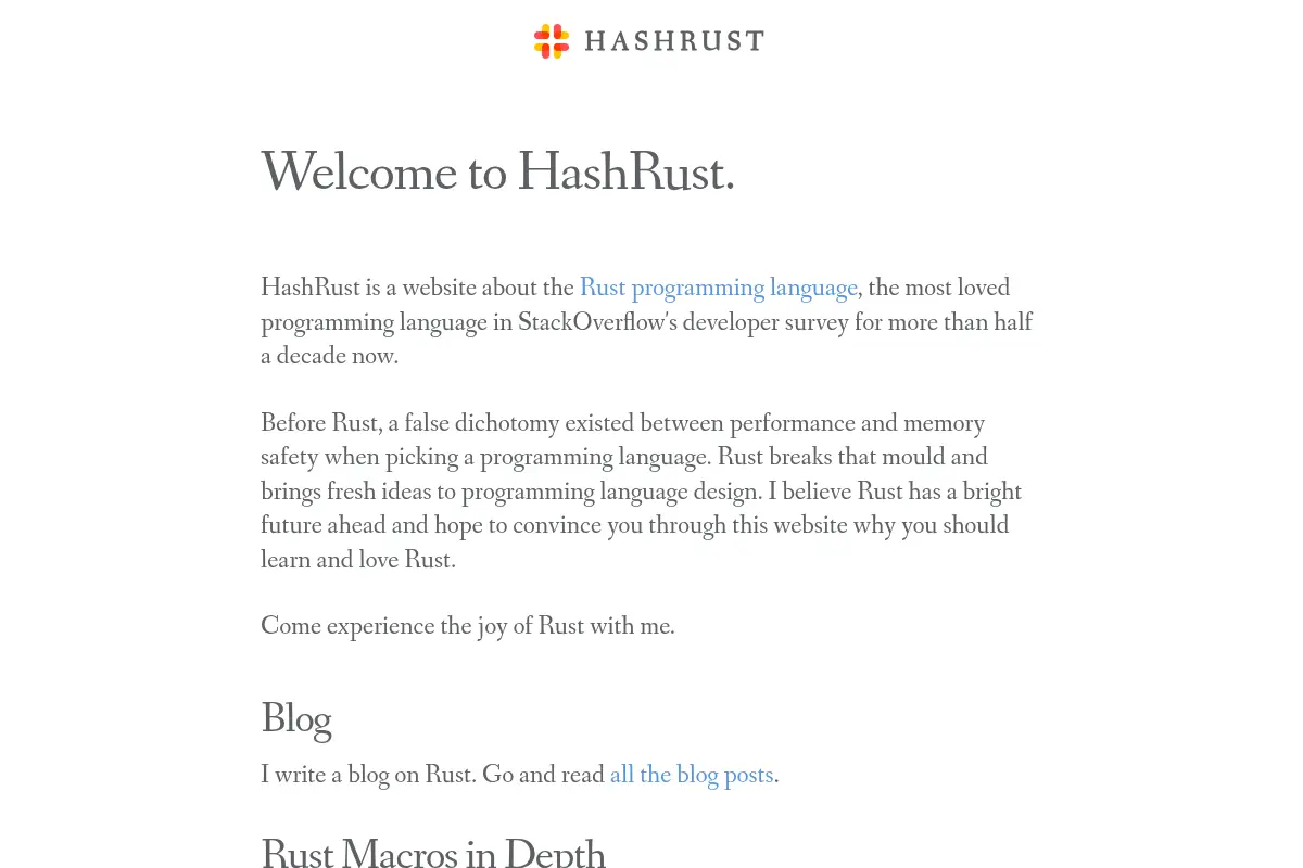 HashRust - experience the joy of Rust
