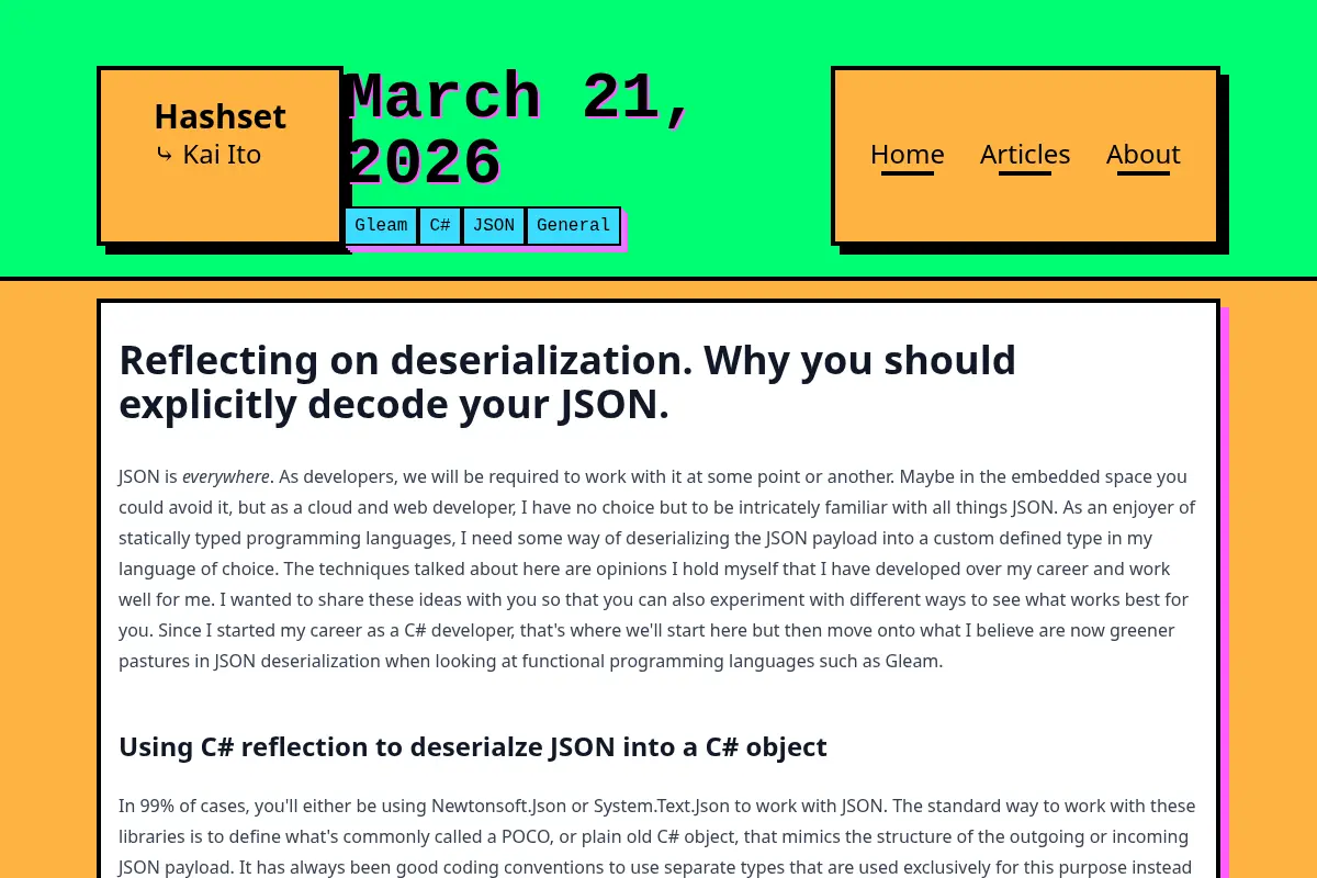 Reflecting on deserialization. Why you should explicitly decode your JSON.