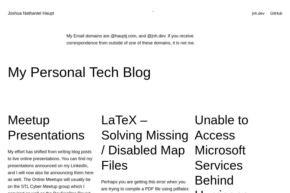 Joshua Nathaniel Haupt – My Personal Tech Blog