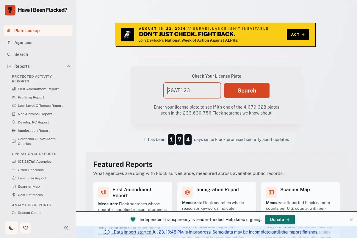 Have I Been Flocked? – Search Flock ALPR Audit Logs
