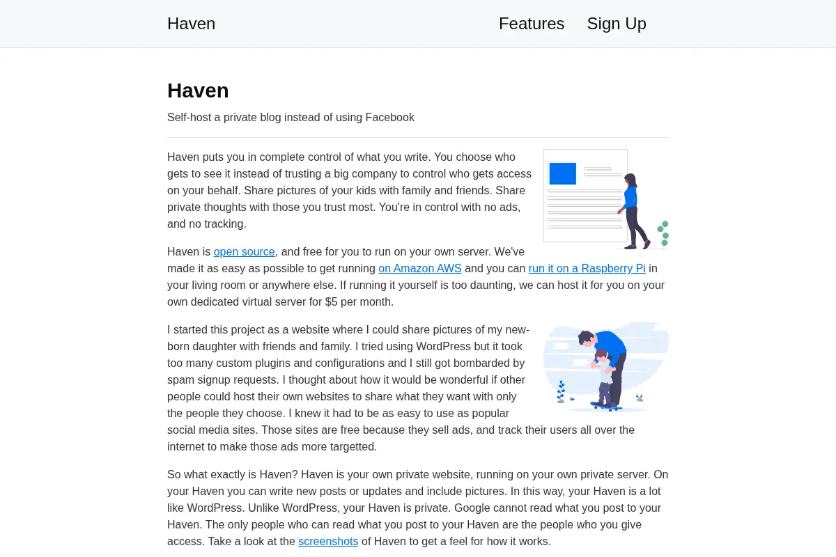 Haven: Host your own private blog