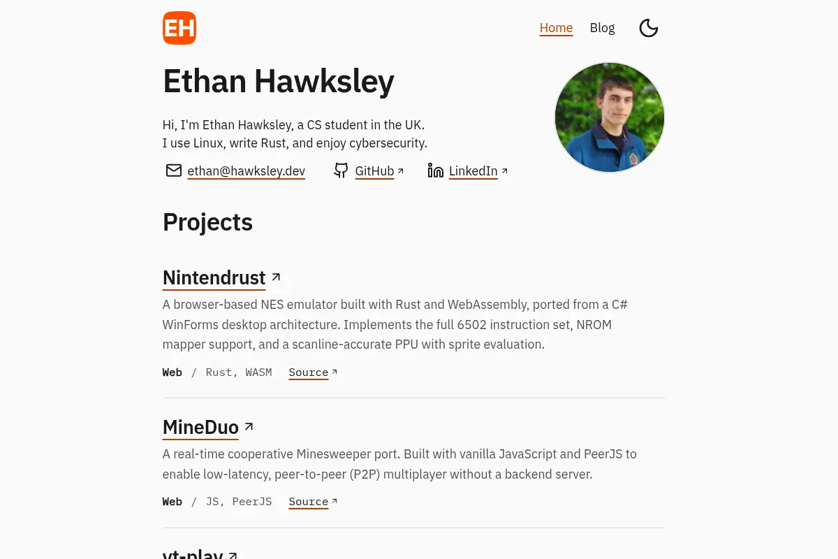 Ethan Hawksley | CS Student, Systems & Cybersecurity