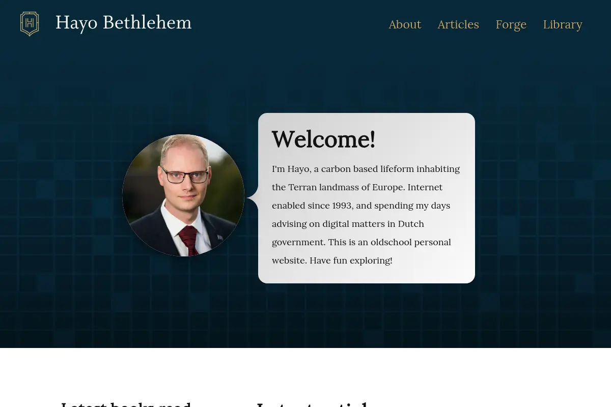 Welcome! on Hayo Bethlehem's website