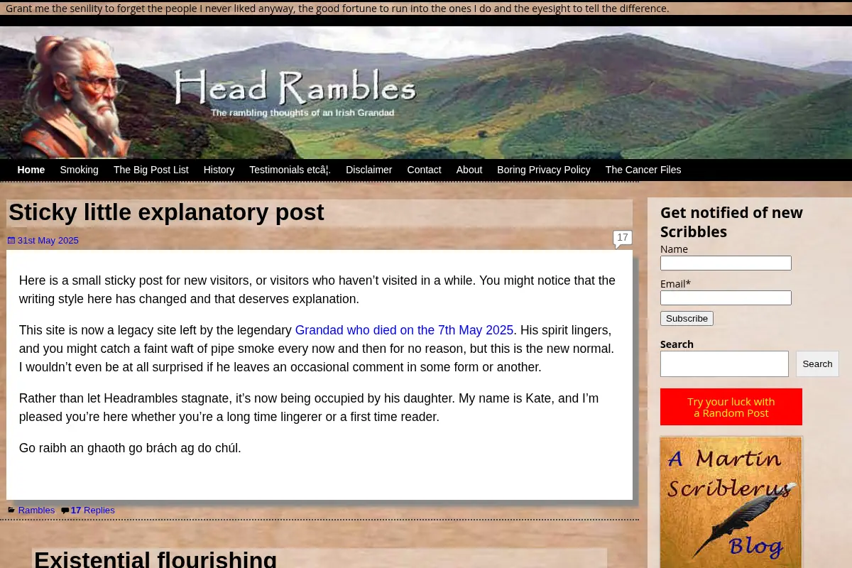 Head Rambles – A sideways look at life by an Irish Grandad