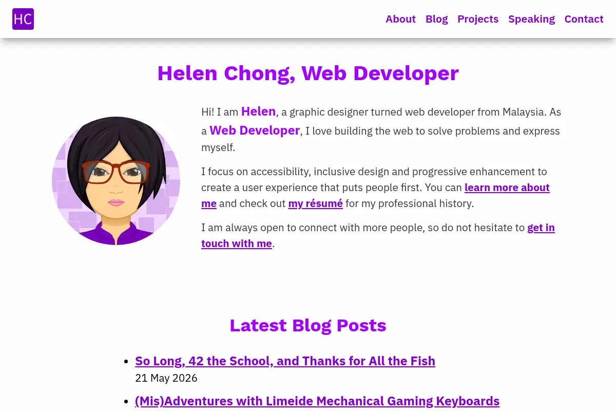 Helen Chong, Web Developer