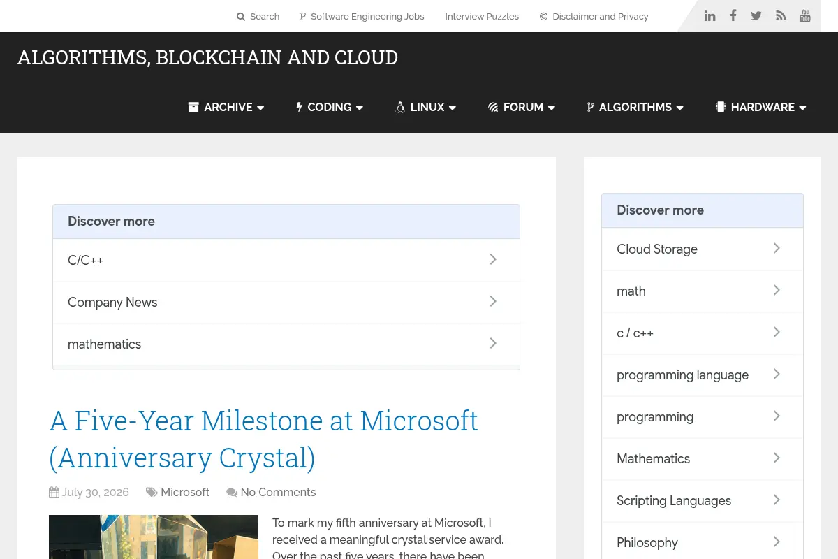 Algorithms, Blockchain and Cloud