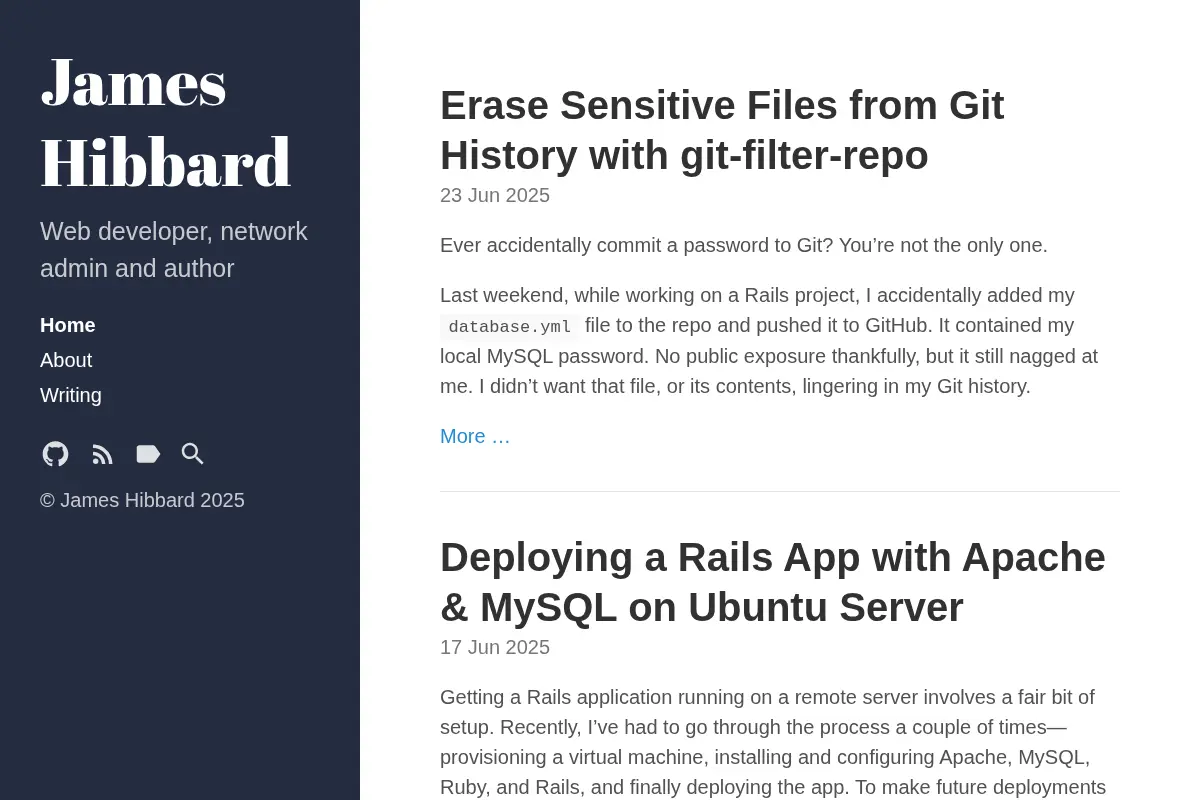 James Hibbard · Web Developer