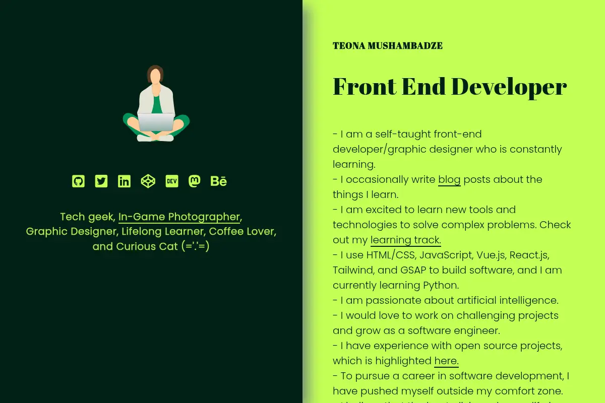 Teona Mushambadze - Front End Developer Portfolio