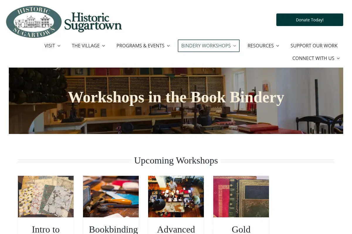 Bindery Workshops – Historic Sugartown