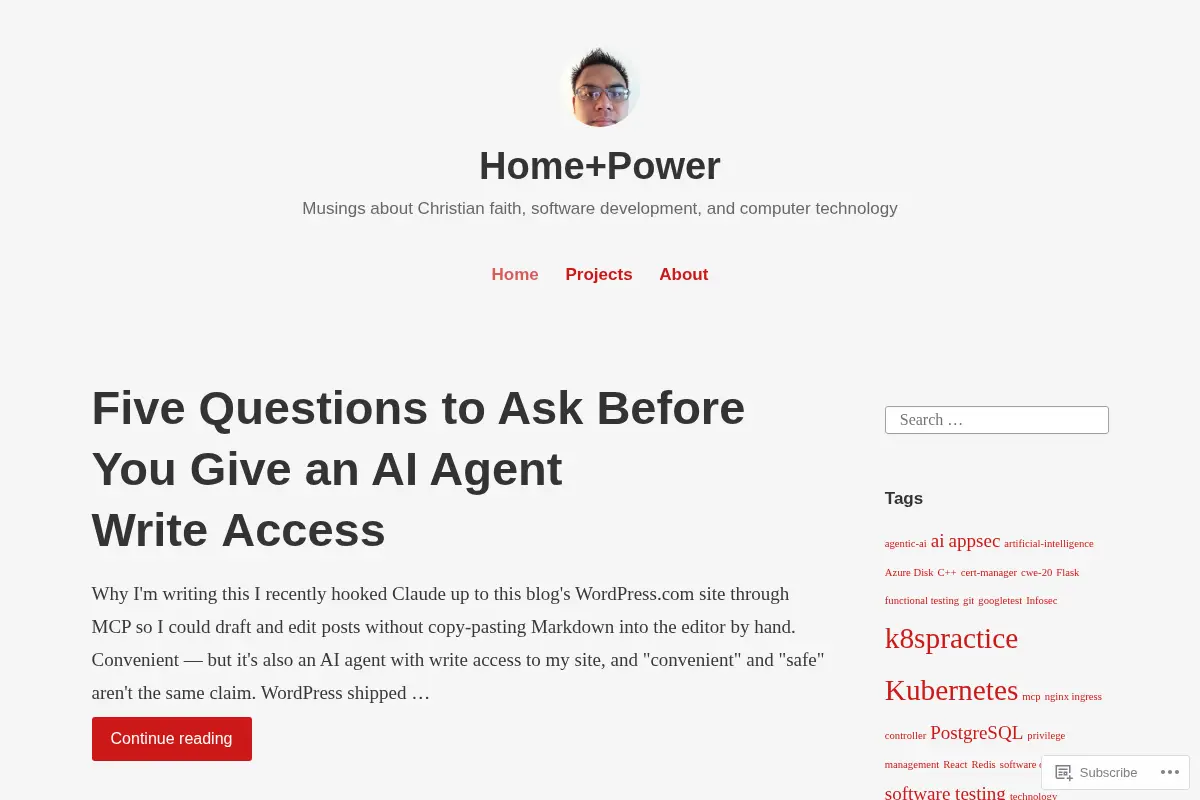 Home+Power – Musings about Christian faith, software development, and computer technology