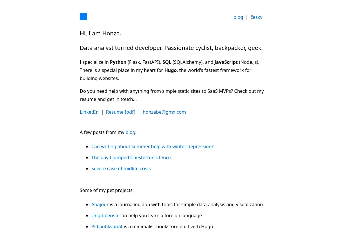 Honza B. - a developer with a background in data analysis