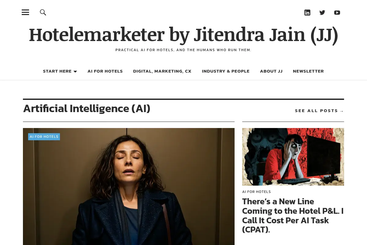 Hotelemarketer by Jitendra Jain (JJ) - Practical AI for hotels, and the humans who run them.