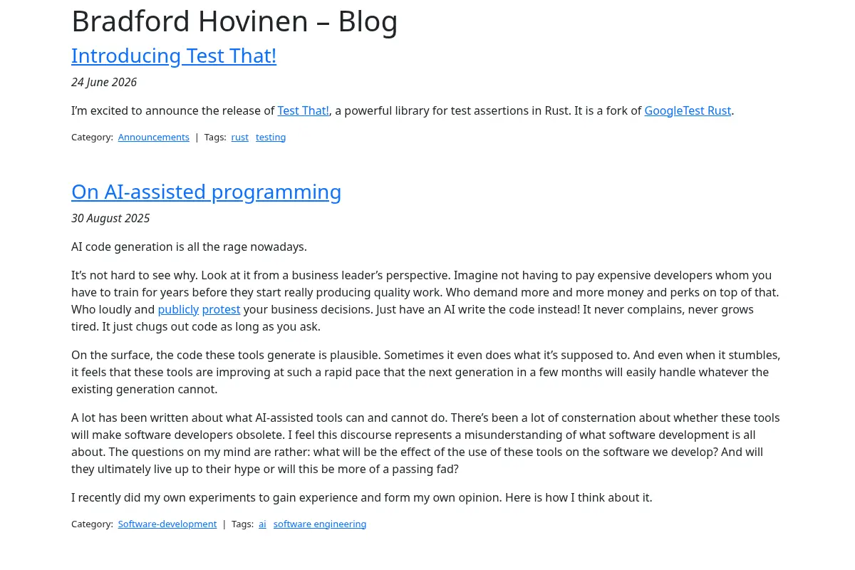 Blog -- Bradford Hovinen