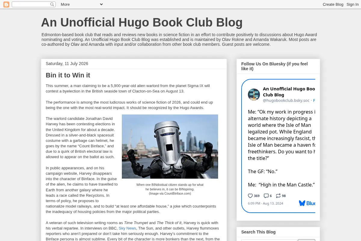 An Unofficial Hugo Book Club Blog