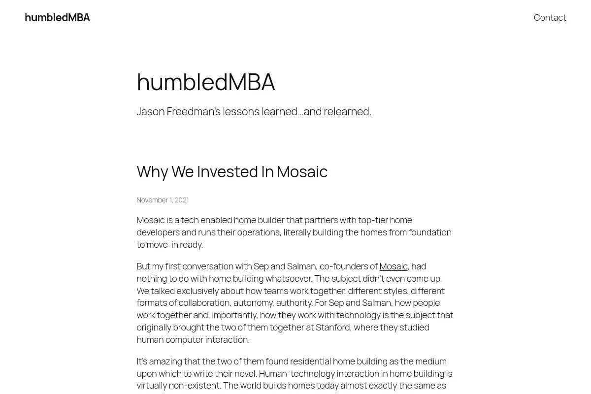 humbledMBA – Jason Freedman's lessons learned…and relearned.