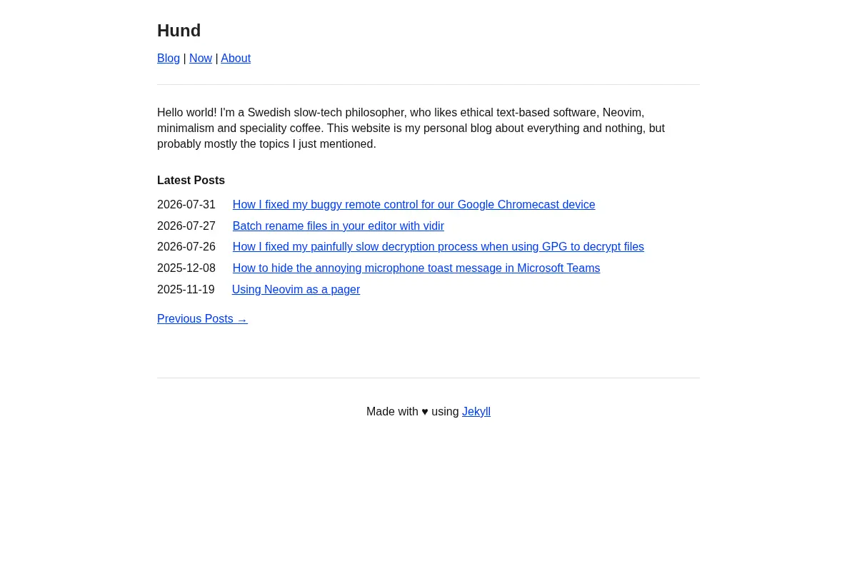Hund - Linux, slow-tech & life