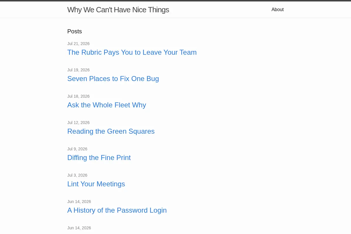 Why We Can’t Have Nice Things