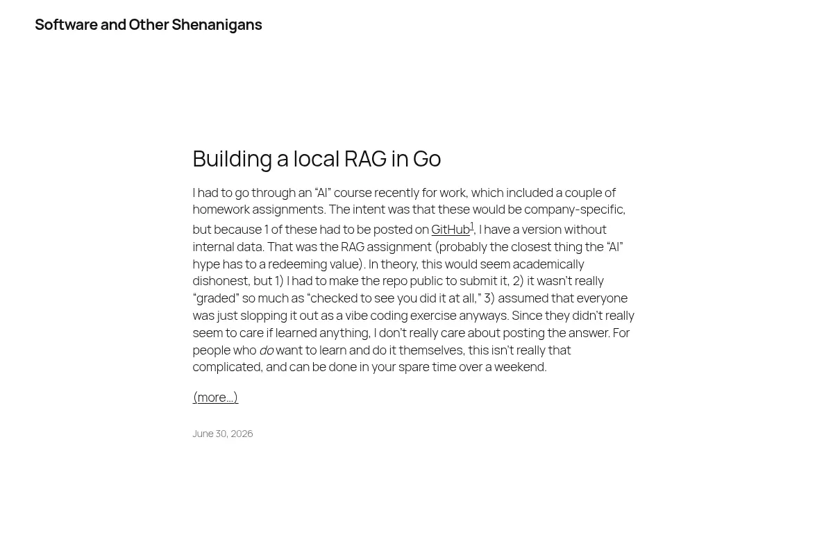 Software and Other Shenanigans