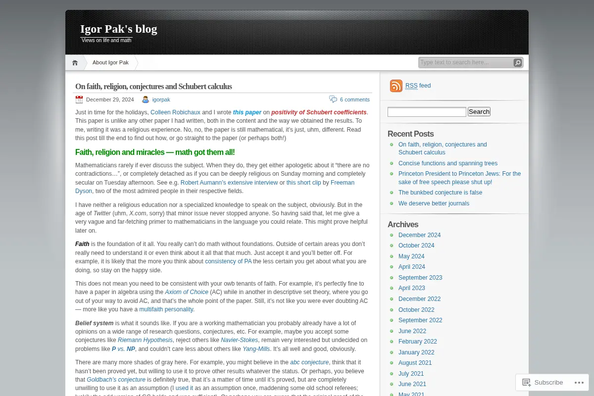 Igor Pak's blog
