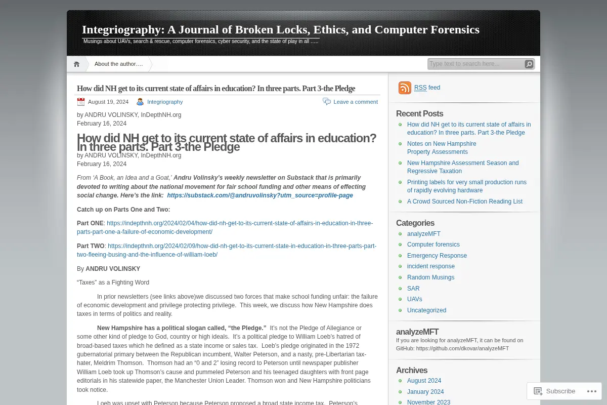 Integriography: A Journal of Broken Locks, Ethics, and Computer Forensics