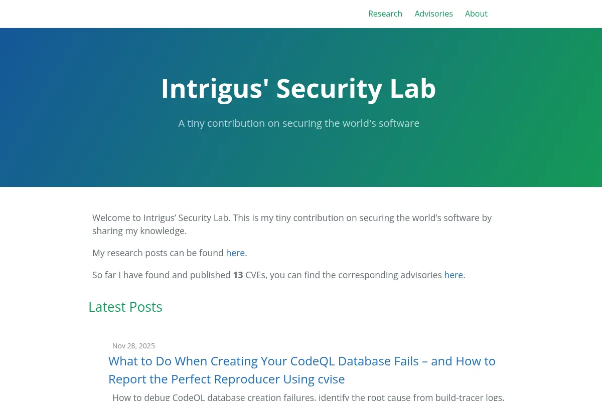 Intrigus' Security Lab