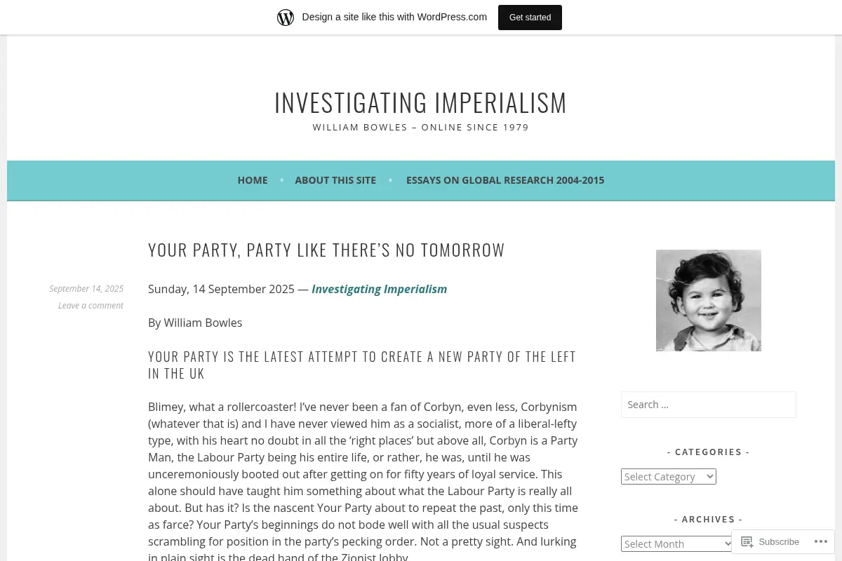 Investigating Imperialism – William Bowles – Online since 1979
