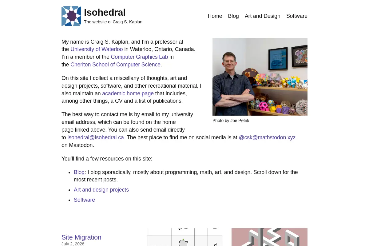 Isohedral – The website of Craig S. Kaplan