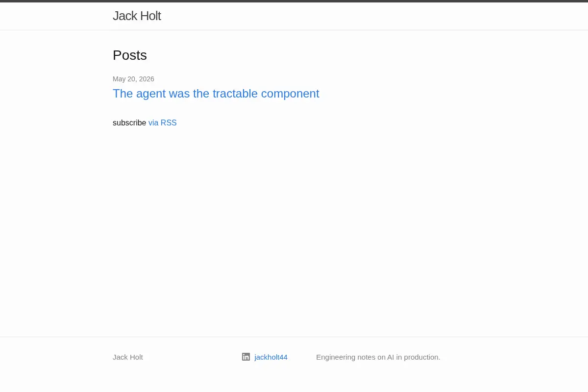 Jack Holt | Engineering notes on AI in production.