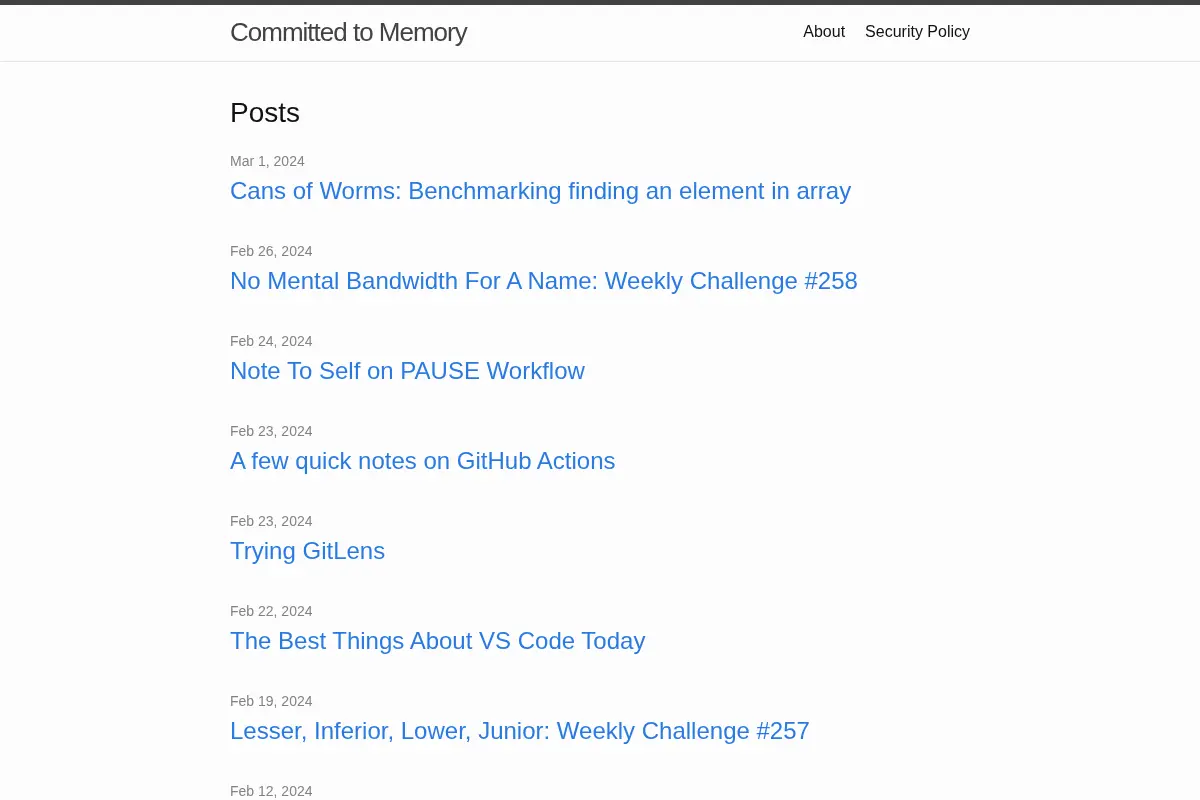 Committed to Memory