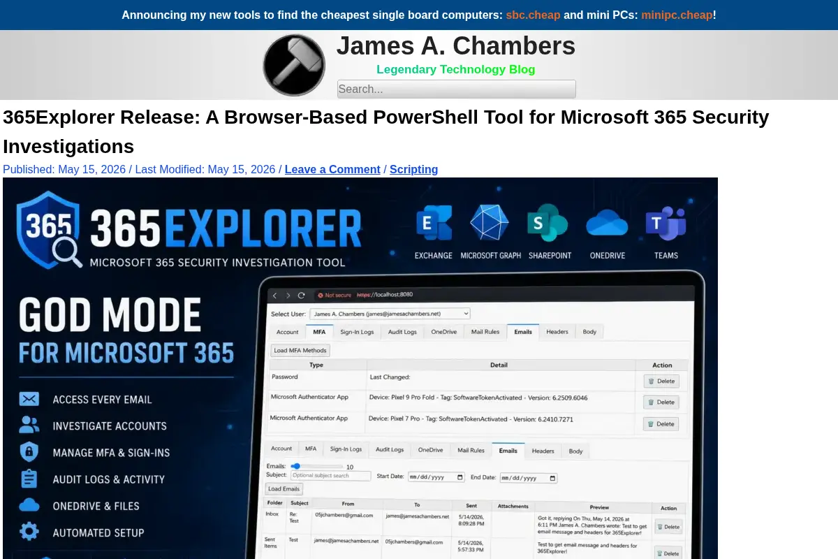James A. Chambers - Legendary Technology Blog