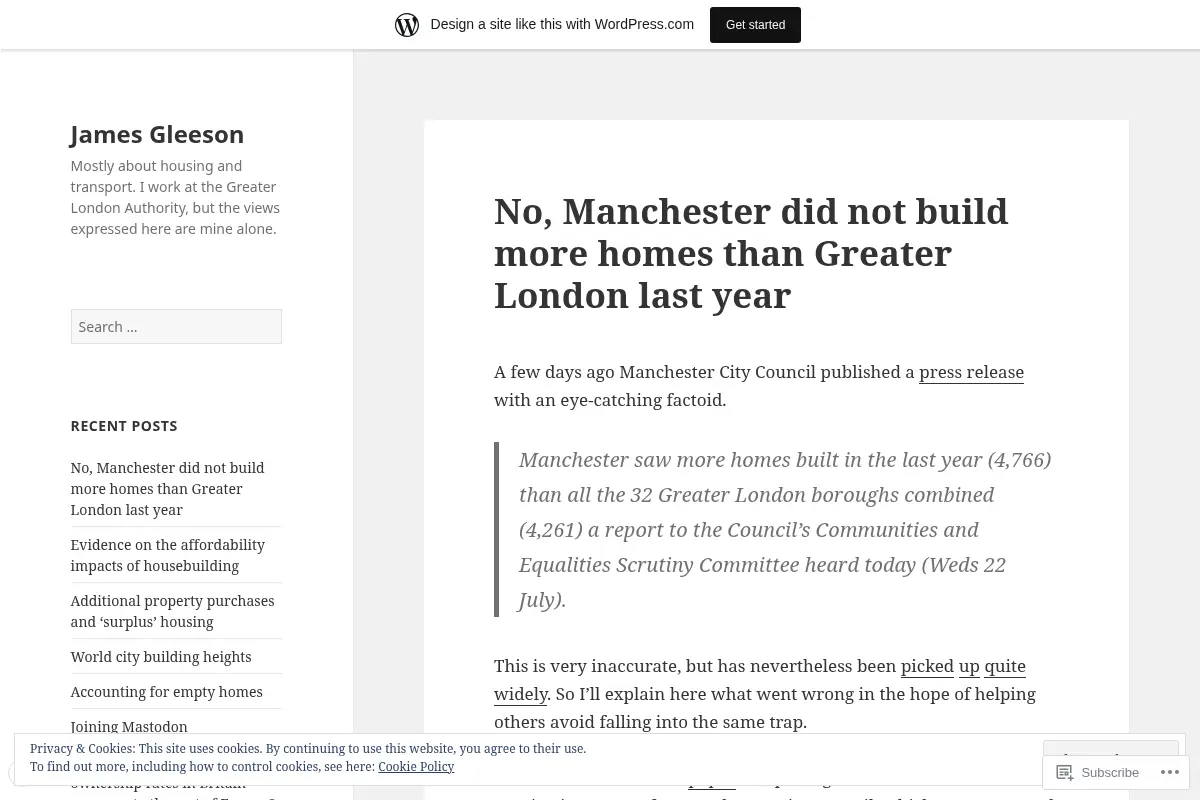 James Gleeson – Mostly about housing and transport