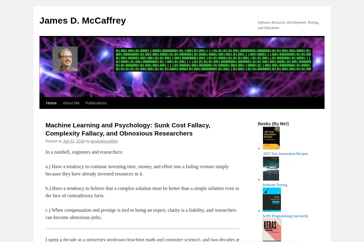 James D. McCaffrey - Software Research, Development, Testing, and Education