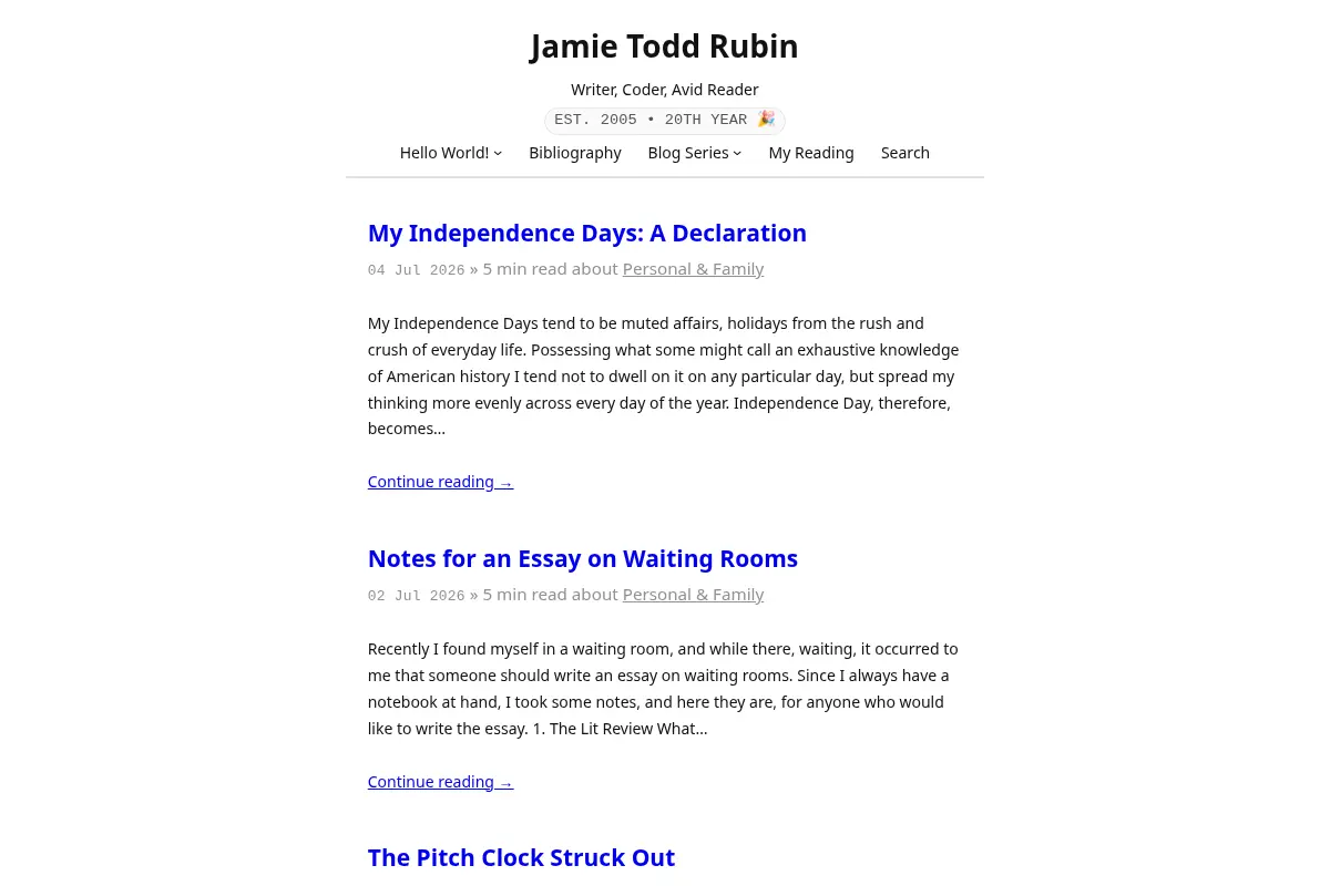 Jamie Todd Rubin – Writer, Coder, Avid Reader