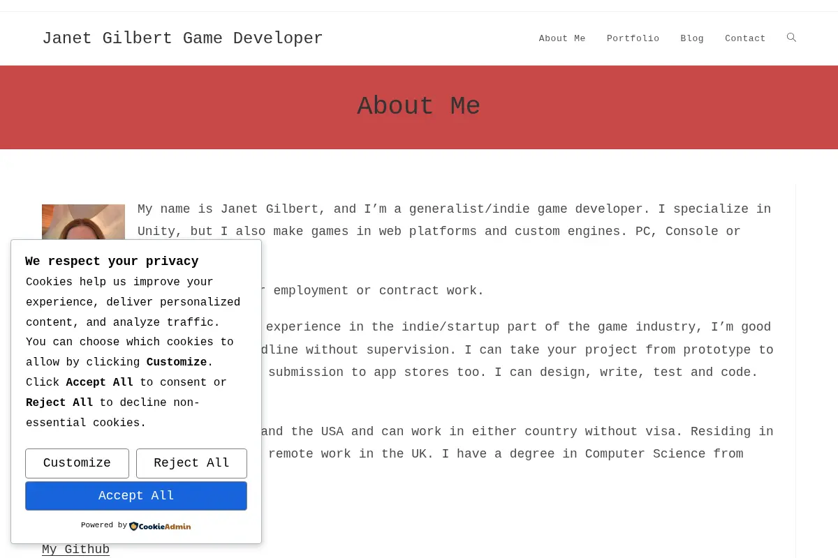 Janet Gilbert Game Developer