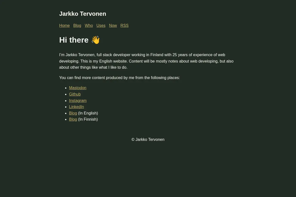 Jarkko Tervonen - Developer, Cyclist, Tinkerer, Hiker