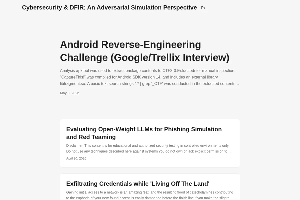Cybersecurity & DFIR: An Adversarial Simulation Perspective